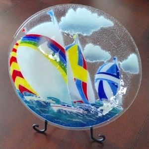 Peggy Karr Plate Yachting 14" Signed RARE